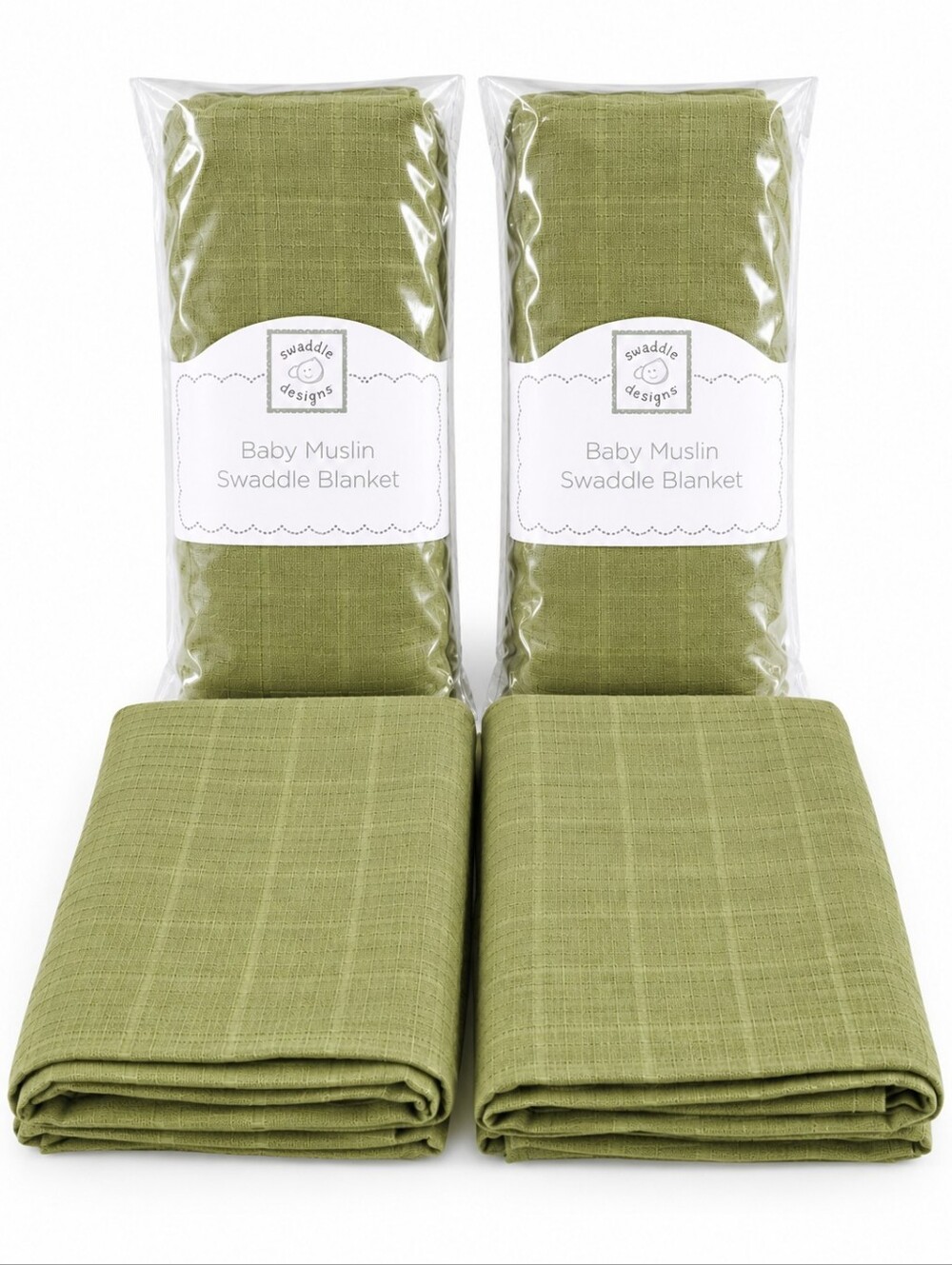 Swaddle Designs Lot Of 4 Green Baby Muslin Blankets New & Unused 46" X 46"